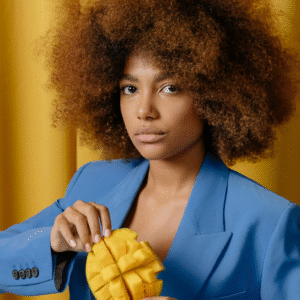 Woman holding mango
